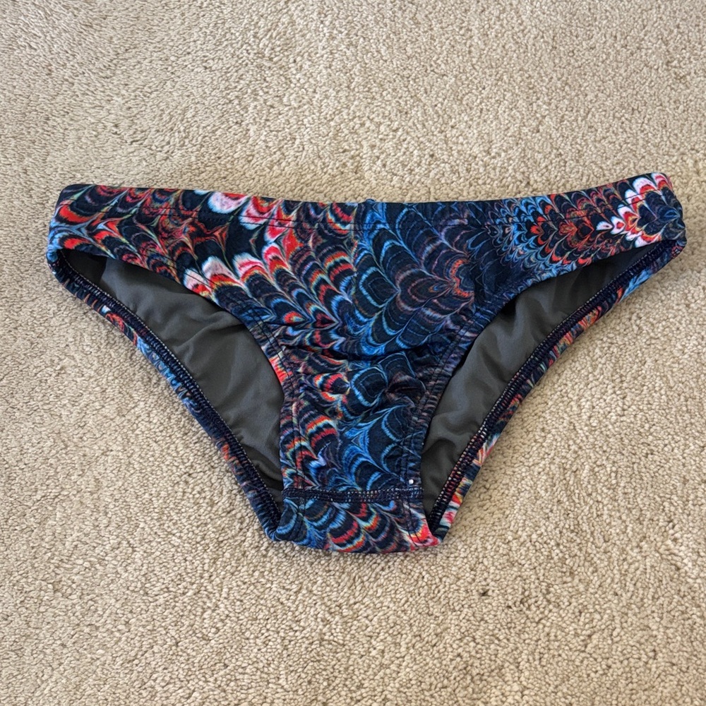 Jolyn Clothing Blue and Red Patterned Bikini Bottom